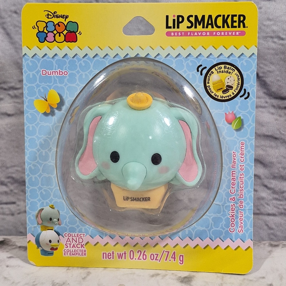 Disney Tsum Tsum Dumbo Lip Smacker Balm Cookies & Cream Favor Moisturizing New